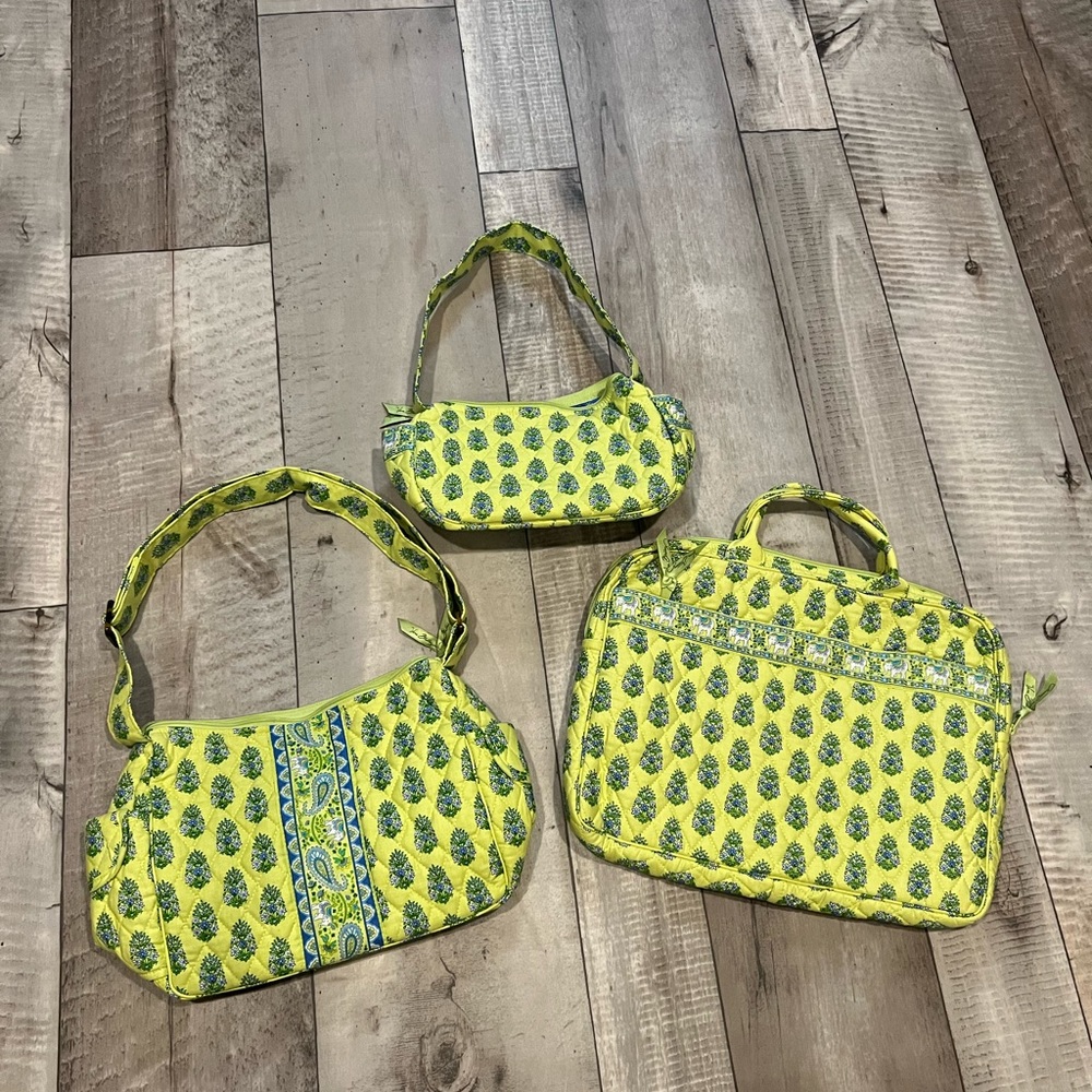VERA BRADLEY Citrus Lime Elephant retired 2 piece set BIN AH